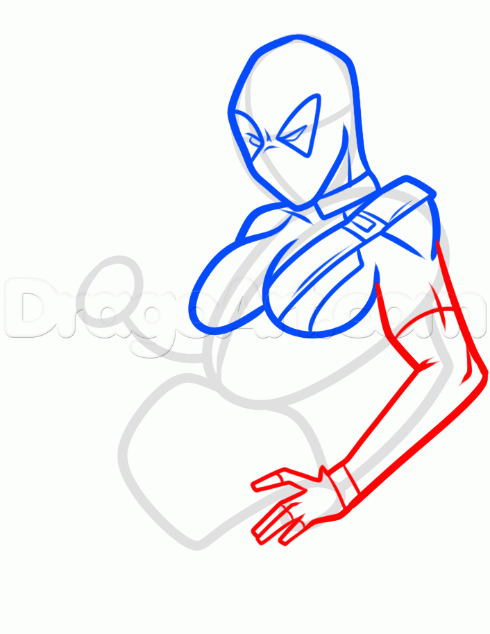 706x914 How To Draw Deadpool Face Step