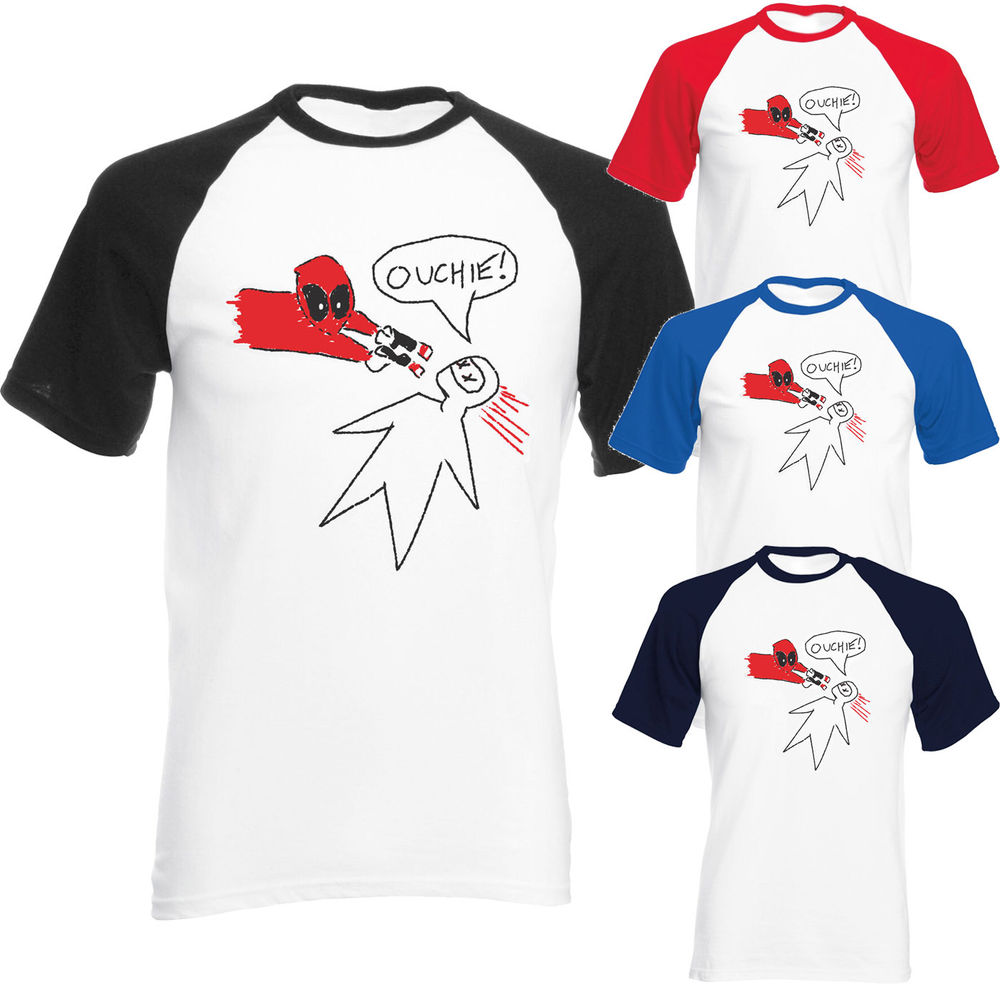 1000x1000 Mens Ouchie! T Shirt Deadpool Sketch Funny Drawing Francis Fan