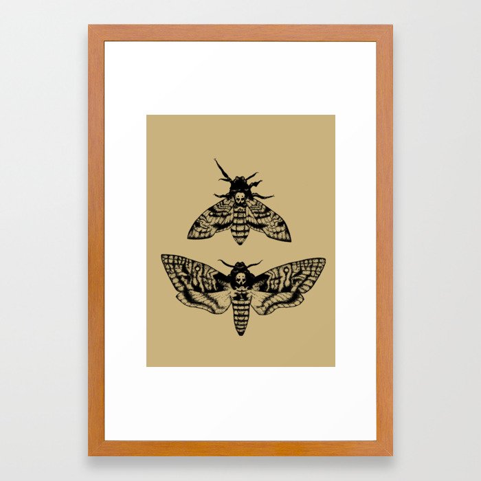 700x700 Antique Deaths Head Hawk Moth Pointillism Framed Art Print