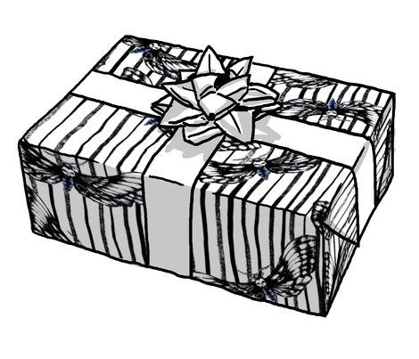 470x403 Death's Head Hawkmoth White W Ink Stripe Giftwrap