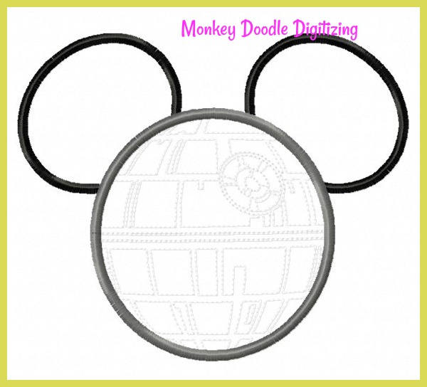 600x544 Star Wars Mickey Death Star Embroidery Machine Applique Etsy
