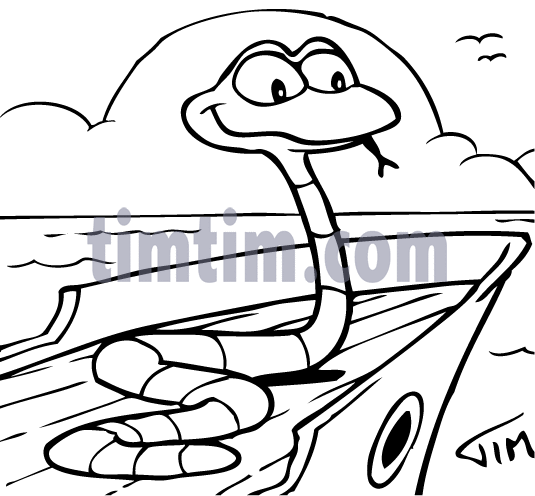 535x496 free drawing of snake on boat deck bw from the category reptiles