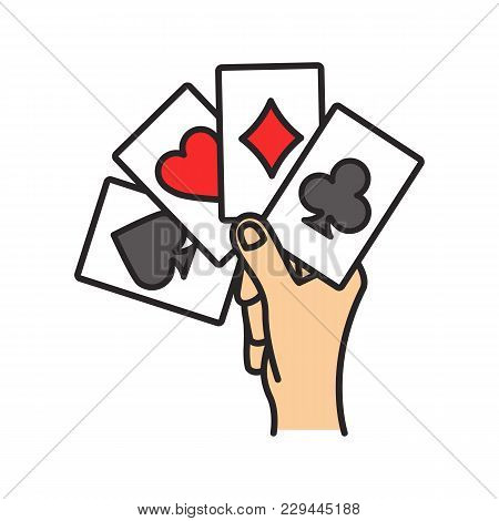 450x470 Hand Holding Four Acescolor Icon Playing Cards Poker Kare
