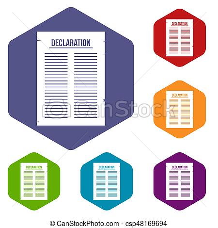 450x470 Declaration Of Independence Icons Set Hexagon Isolated Illustration