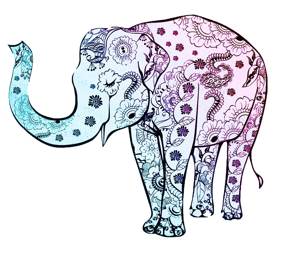 1000x872 Decorative Elephant Drawing