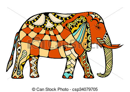 450x320 Art Hand Drawn Color Tattoo Doodle With Decorated Indian Stock