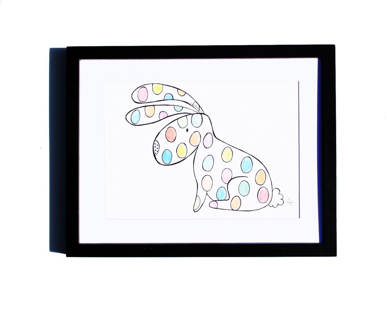 1250x1000 Drawing Handmade Easter Bunny, Colorful Eggs Art And Cat