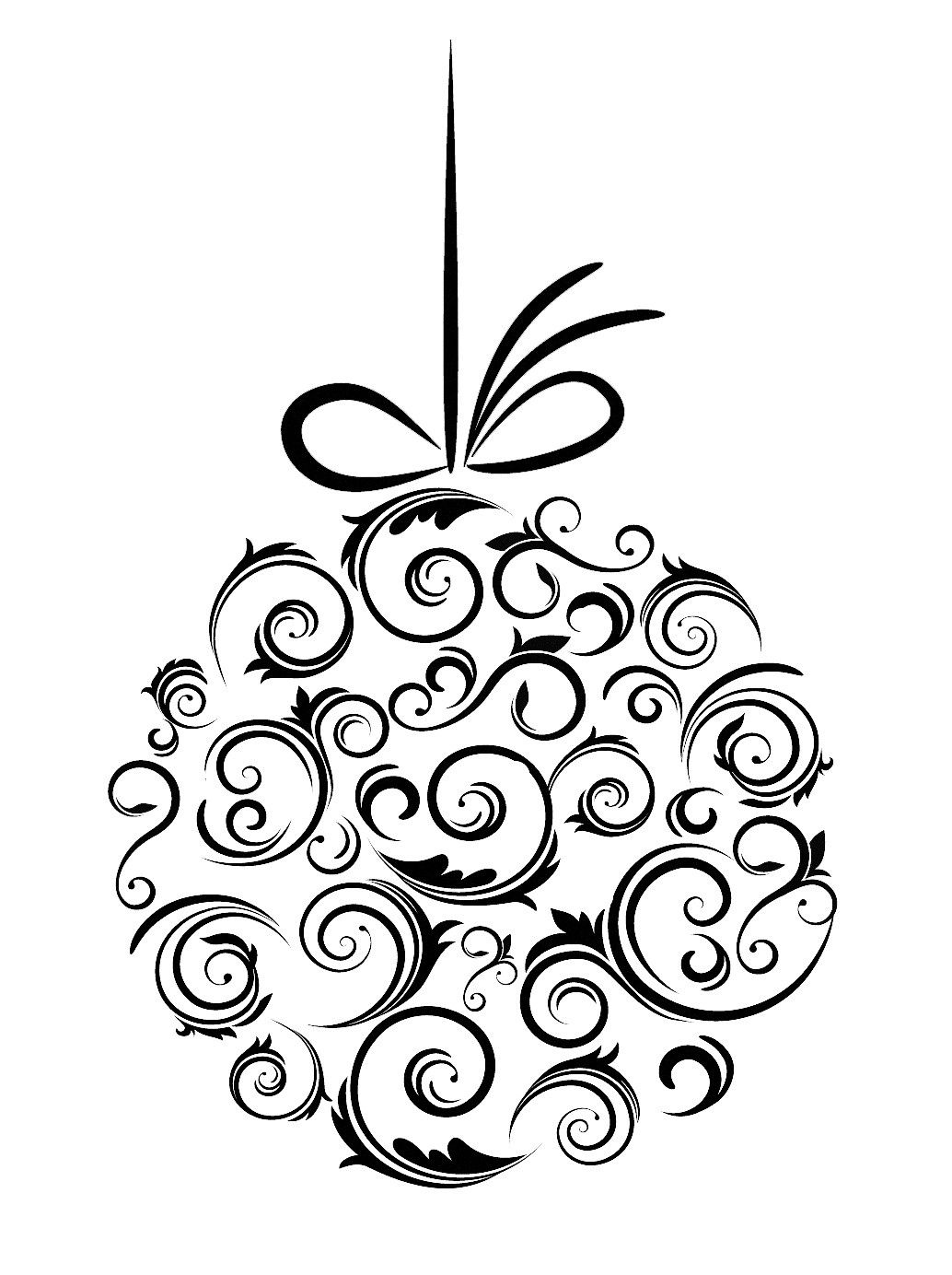 1034x1384 Christmas Decorations Clipart Black And White Nice Decoration