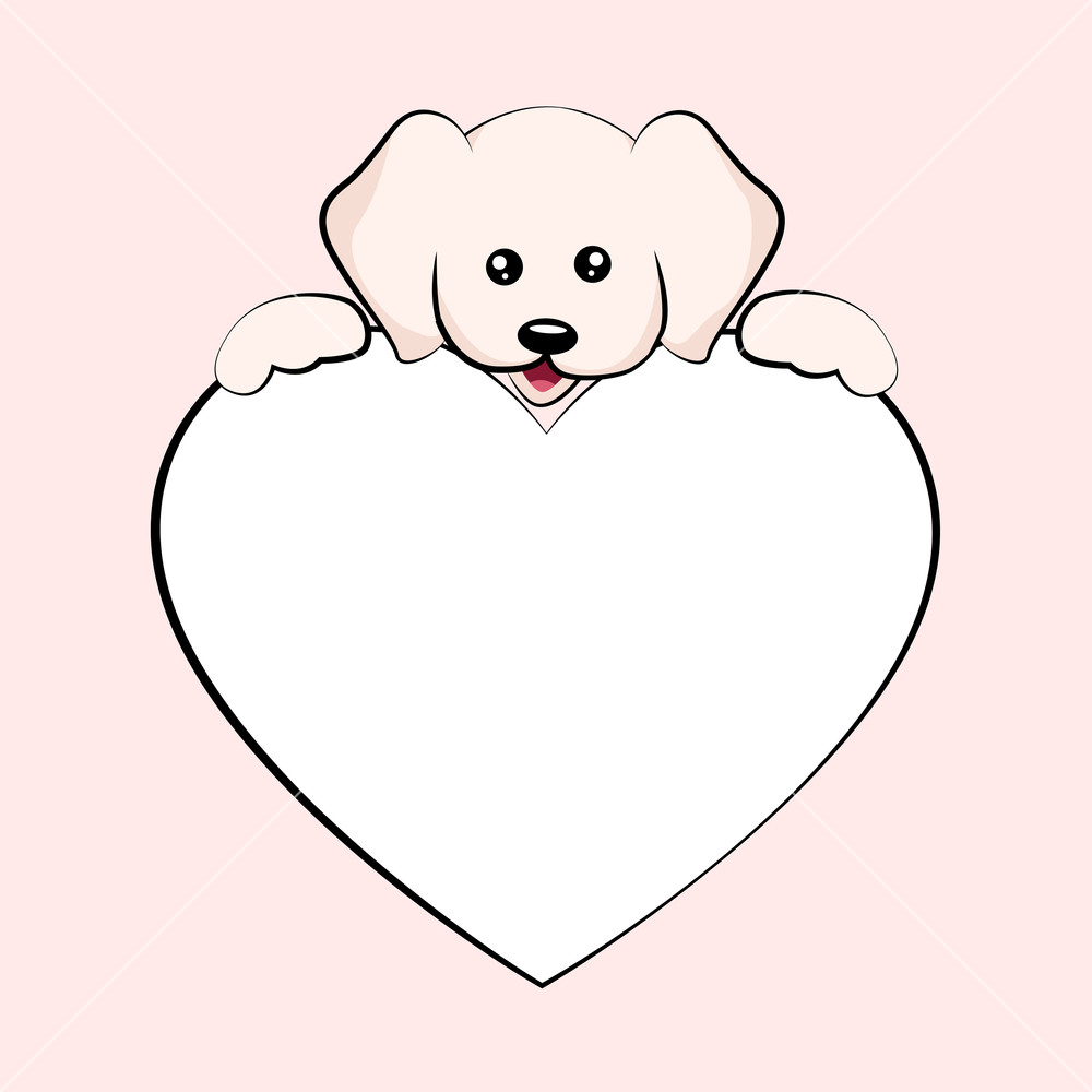 1000x1000 Baby Dog Valentines Card With Heart Dedication To Write Royalty
