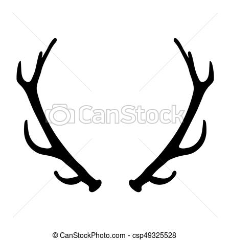 450x470 Black Silhouette Of Deer Antlers Vector Illustration Vector