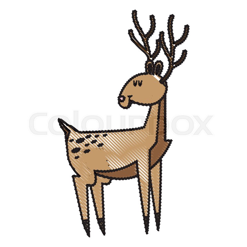 800x800 Cute Deer Cartoon Christmas Horn Image Stock Vector Colourbox