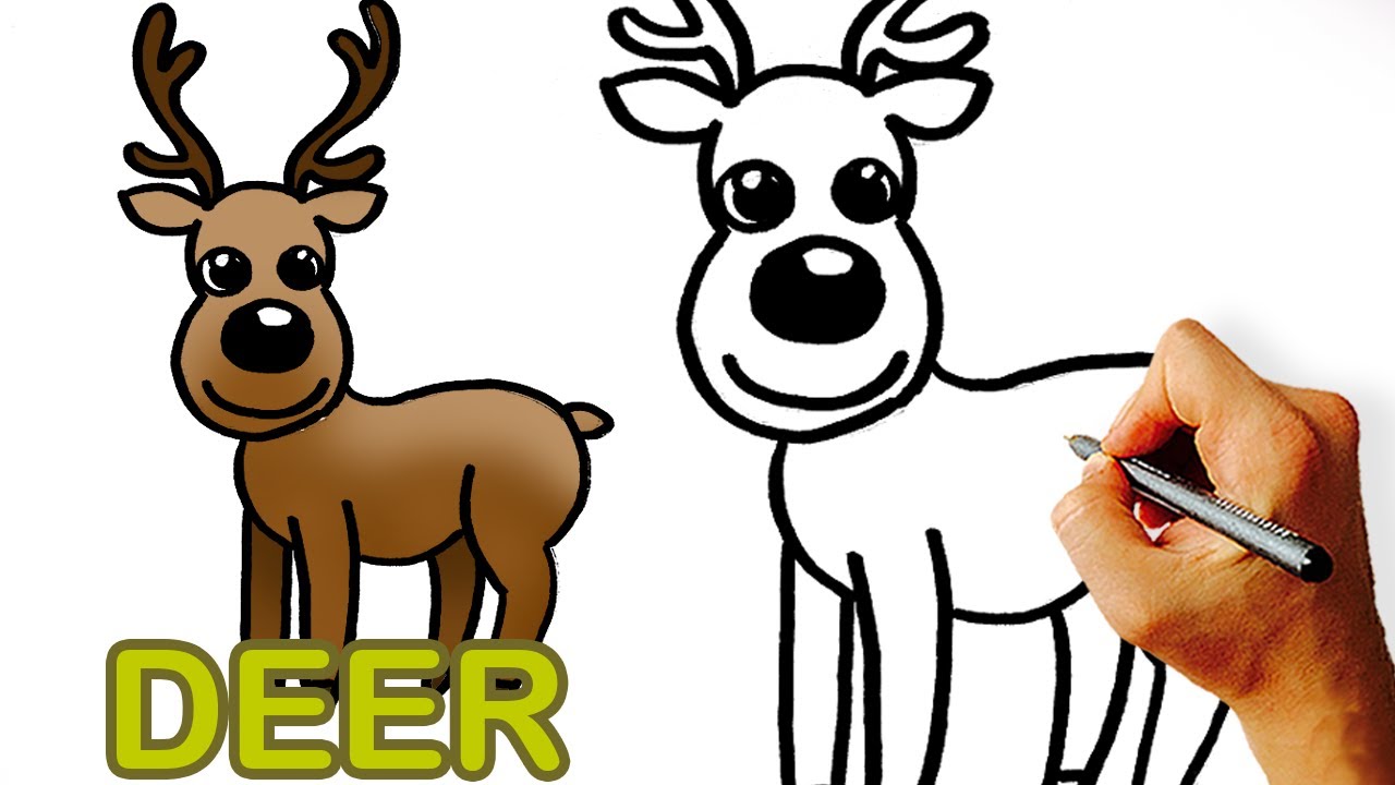 1280x720 Very Easy! How To Draw Cute Cartoon Deer Art For Kids