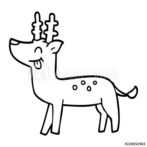 500x500 Line Drawing Cartoon Happy Deer