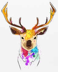 190x235 Cute Hand Draw Deer With Color Splashes Mouse Pad Spreadshirt