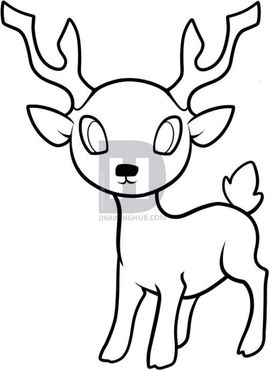 523x720 How To Draw A Deer For Kids, Step
