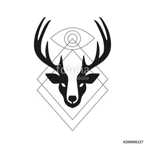 500x500 Deer Head Antler Eye Geometric Logo T Shirt Artwork Stock Image