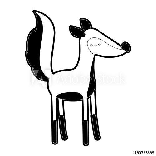 500x500 Female Fox Cartoon With Closed Eyes Expression In Black Silhouette