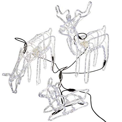 466x466 Large Pre Lit Reindeer Family Stagdoefawn Static Led Rope Lights
