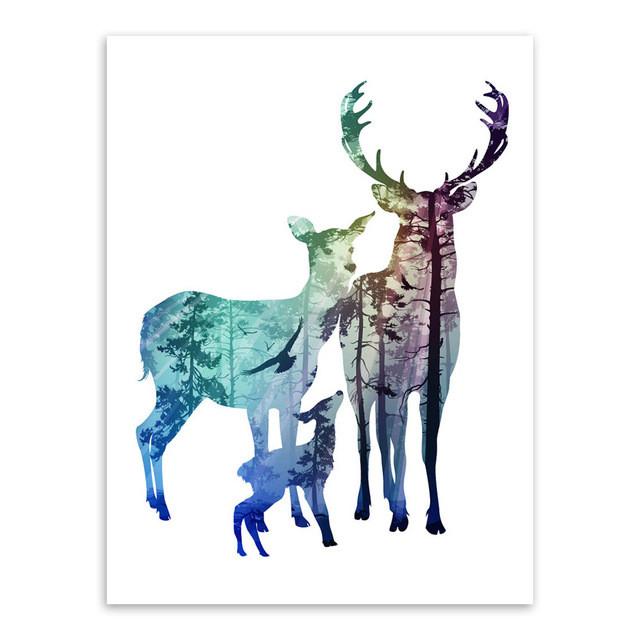 640x640 Modern Abstract Deer Family Print