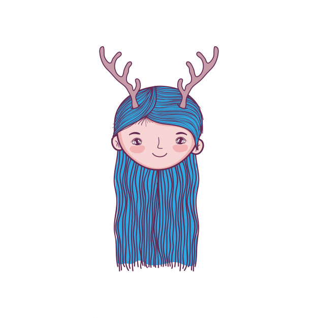 626x626 Cute Little Fairy With Deer Horns Character Vector Premium Download