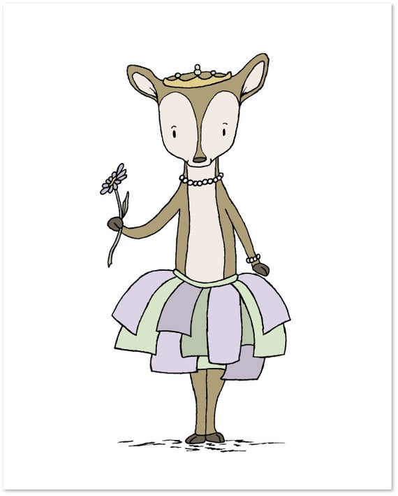 570x709 girl nursery art princess fawn deer art princess art etsy