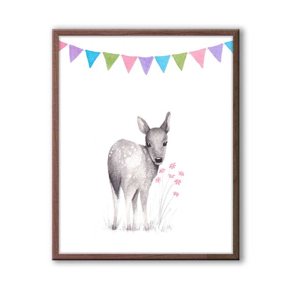 570x570 baby deer watercolor baby girl nursery nursery decor etsy