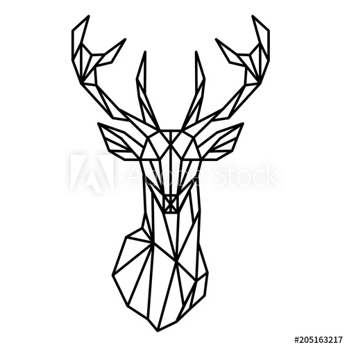 500x500 Deer Head Geometric Lines Silhouette