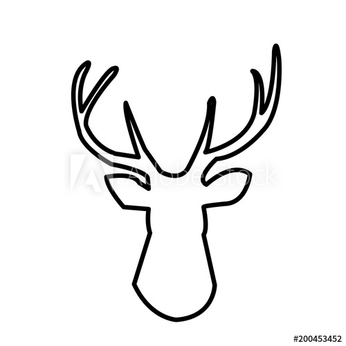 500x500 Deer Head Outline Clip Art On White Background