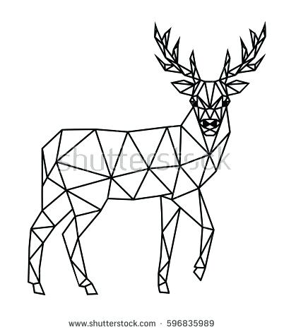 402x470 Polygonal Geometric Outline Illustration Deer Isolated Stock Head