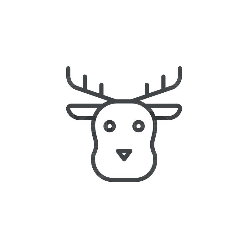 800x800 Reindeer Outline Reindeer Head In Hat Outline On White Stock