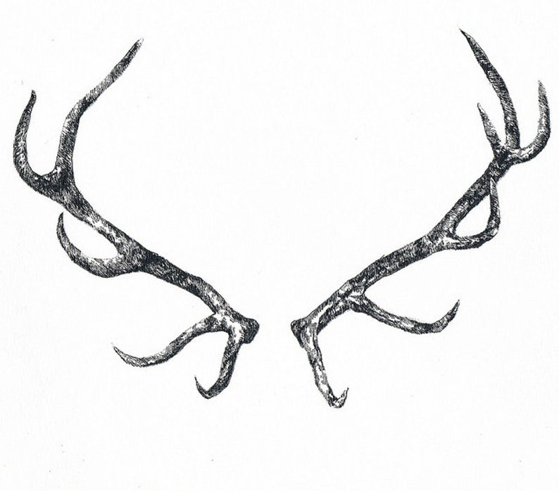 794x698 Deer Horns Temporary Tattoo Etsy