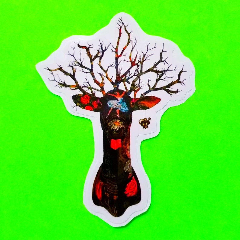 794x793 Deer Delights Forest Creatures Queen Buck Jackelope Floral Etsy