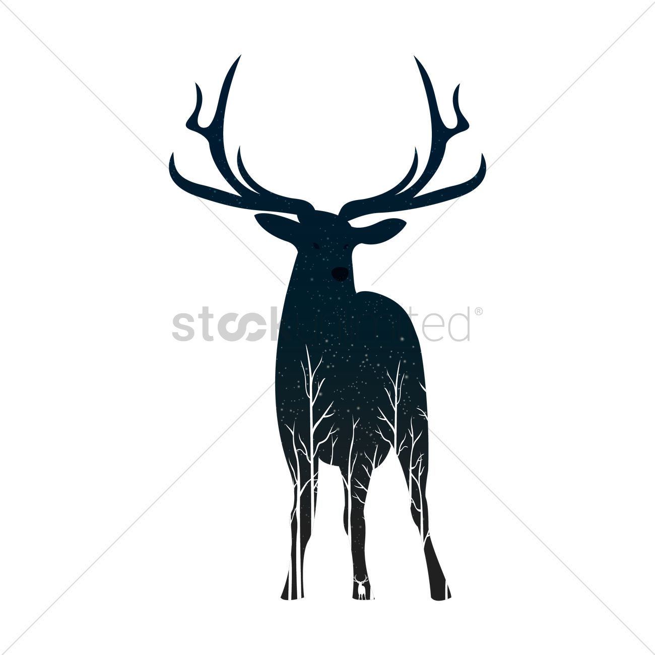 1300x1300 Double Exposure Deer And Forest Vector Image