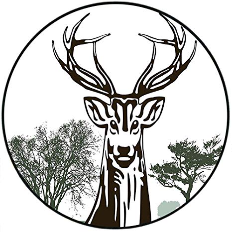 466x466 Short Plush Floor Matrug Deer Moose With Trees