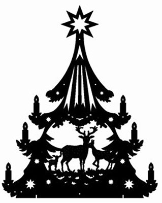319x400 Template For Fretwork Double Lights Tree Deer In The Forest