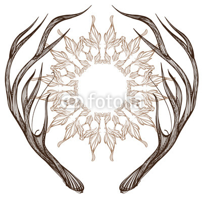 400x400 Hand Drawn Deer Antlers With Decorative Floral Ornament Buy