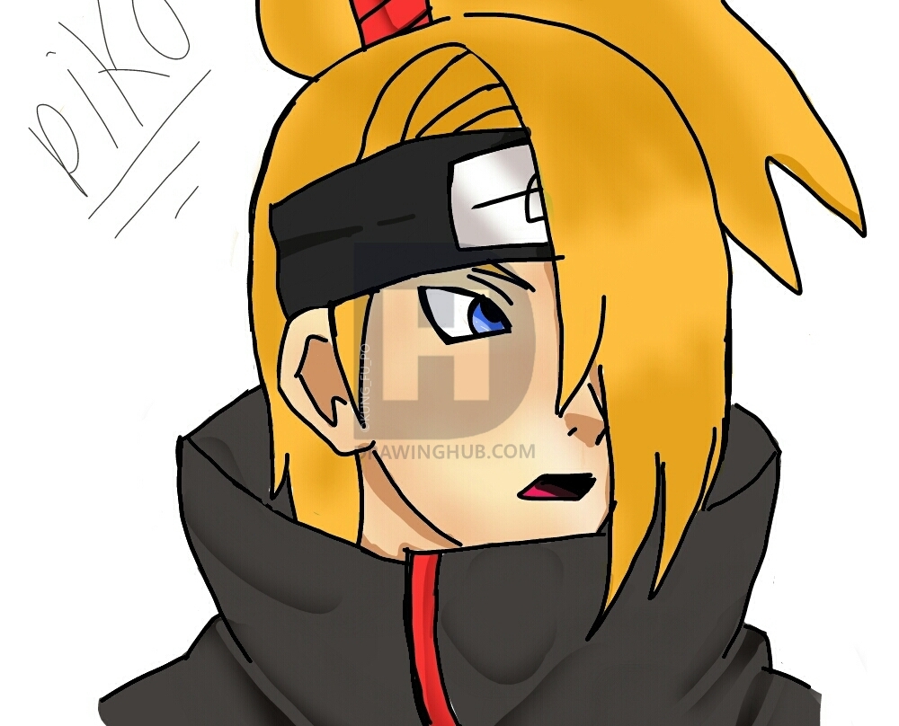 1000x808 how to draw deidara from naruto, step