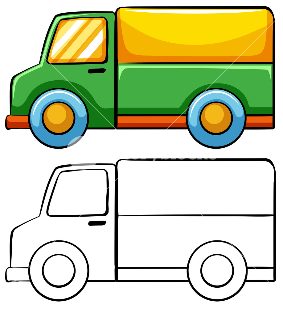 918x1000 Delivery Truck In Simple Drawing Royalty Free Stock Image