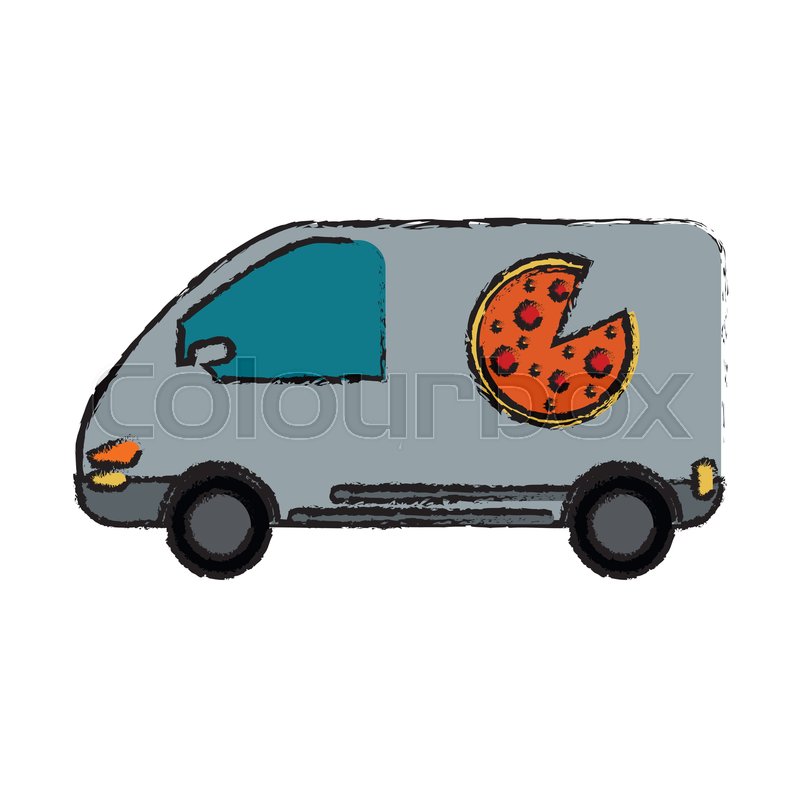 800x800 Pizza Delivery Car Van Service Drawing Stock Vector Colourbox