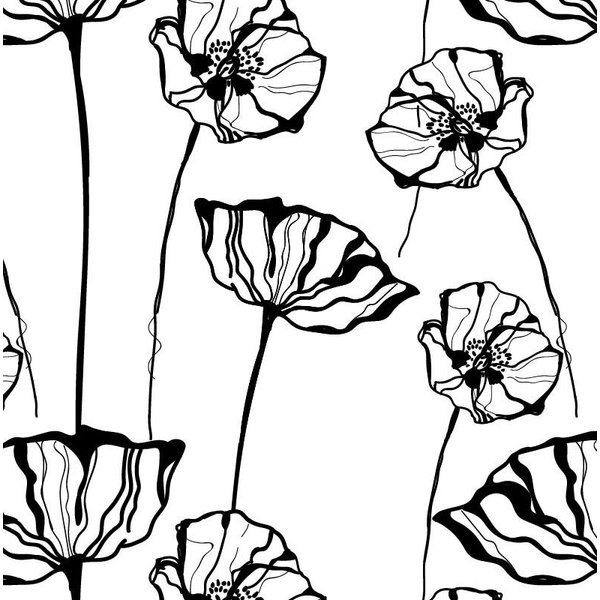 600x600 Poppy Sketch L X W Floral And Botanical Wallpaper Roll