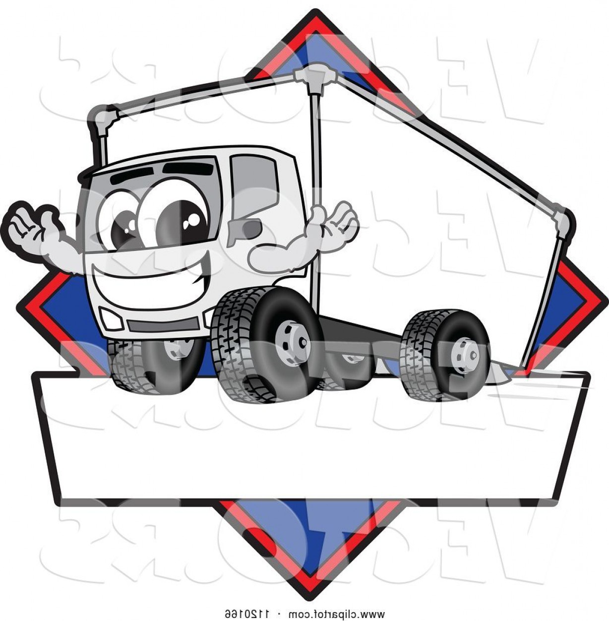 1228x1252 Vector Of Happy Cartoon Delivery Big Rig Truck Mascot Sign Or Logo
