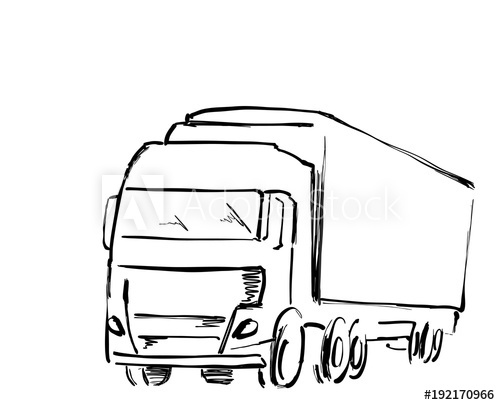 500x405 Sketch Logistics And Delivery Poster Hand Drawn Truck