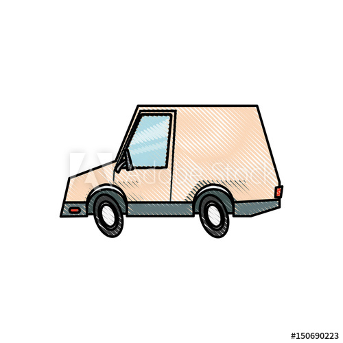 500x500 Drawing Van Car Delivery Transport Vehicle Design Vector
