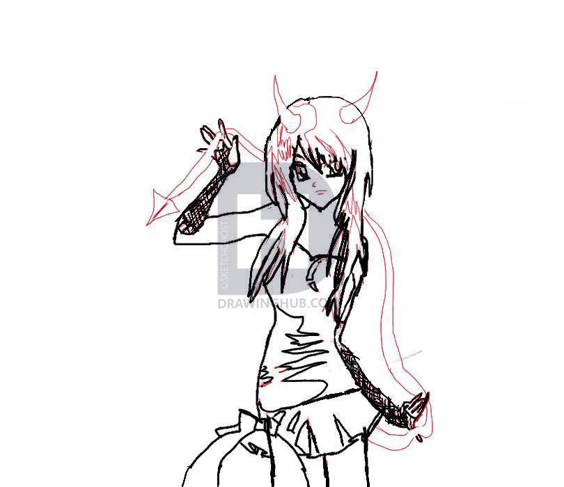 810x700 How To Draw An Anime Demon Girl, Step