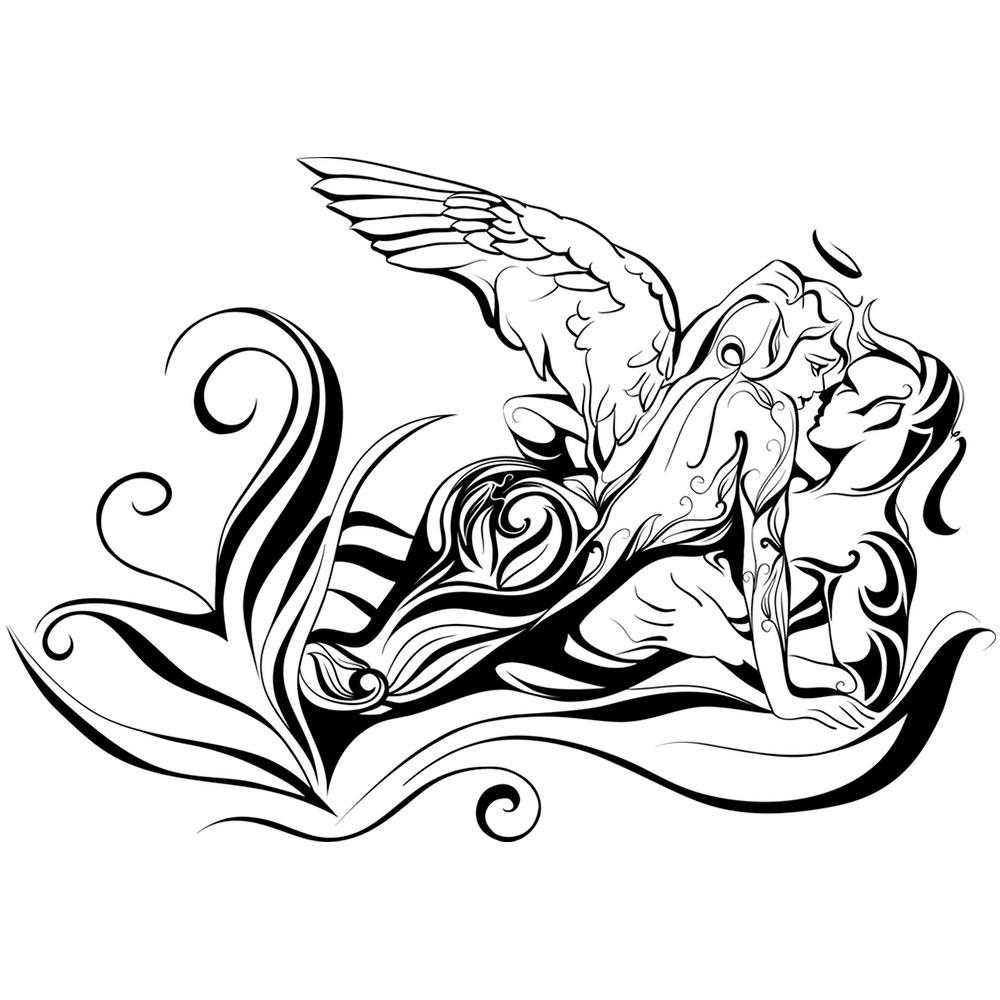 1000x1000 Angel And Demon Illustration On The Wall, Best Deals With Free Uk