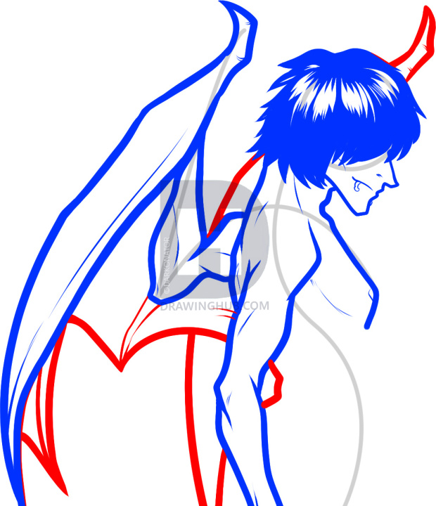 620x720 how to draw a devil boy, devil boy, demon boy, step