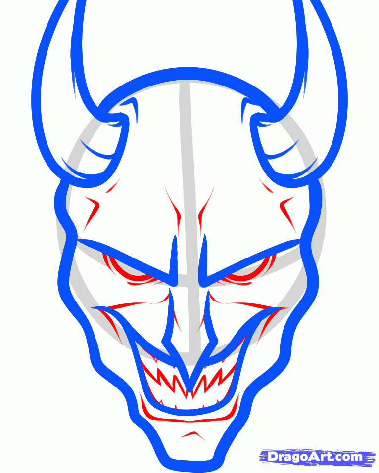 766x957 How To Draw A Devil Face, Step