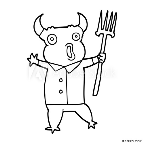 500x500 Line Drawing Cartoon Demon Monster