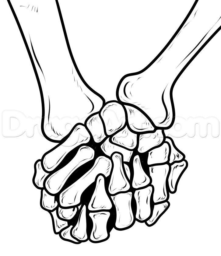 726x841 How To Draw Skeleton Hands, Step