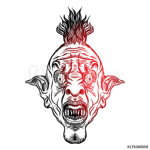 500x500 Devil Head Illustration Nightmare Inspired Satanic Influence Punk